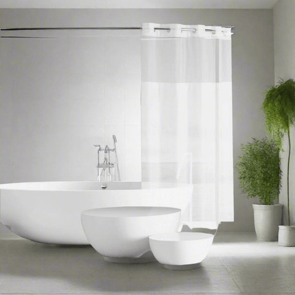 White Hookless 100% Polyester Window Shower Curtain-71"x74"-1 / EACH