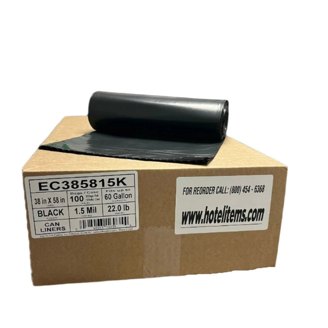 Black Trash Bag 38" x 58"-1.50 MIL- 100 / CASE