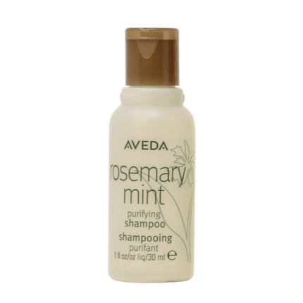 Aveda Rosemary Mint Shampoo in a 30ml bottle offers a refreshing cleanse with organic rosemary and mint.