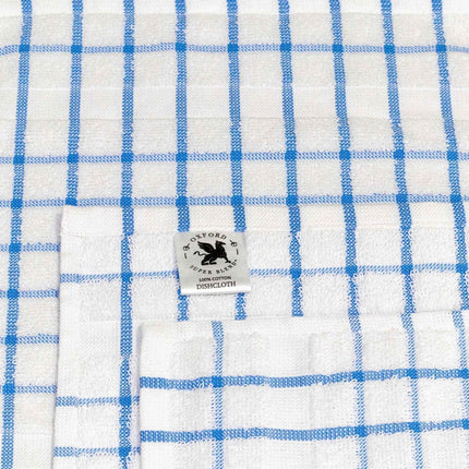 Stylish Premium Kitchen Dish Towels in blue and white check pattern, crafted from 100% ringspun cotton for durability.