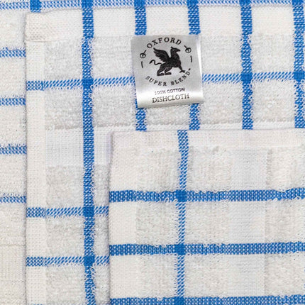 Upgrade your kitchen with Premium Kitchen Dish Towels, featuring vibrant blue check patterns and 100% cotton softness.