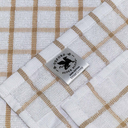 Premium Kitchen Dish Towels in soft cotton feature a stylish tan checkered pattern, perfect for elevating your kitchen.