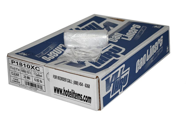 Lightweight and durable Can Liner - 17" x 17" fits small to medium trash cans, perfect for hospitality settings.
