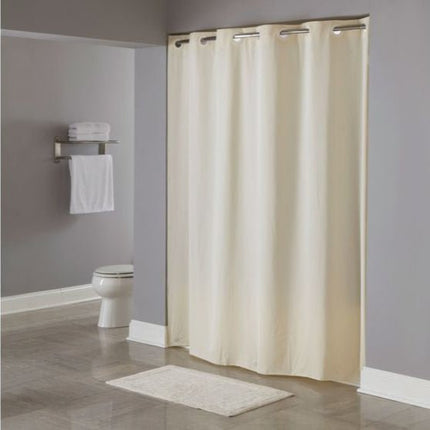 Beige Hookless 100% Polyester Solid Shower Curtain-71"x74"-1 / EACH
