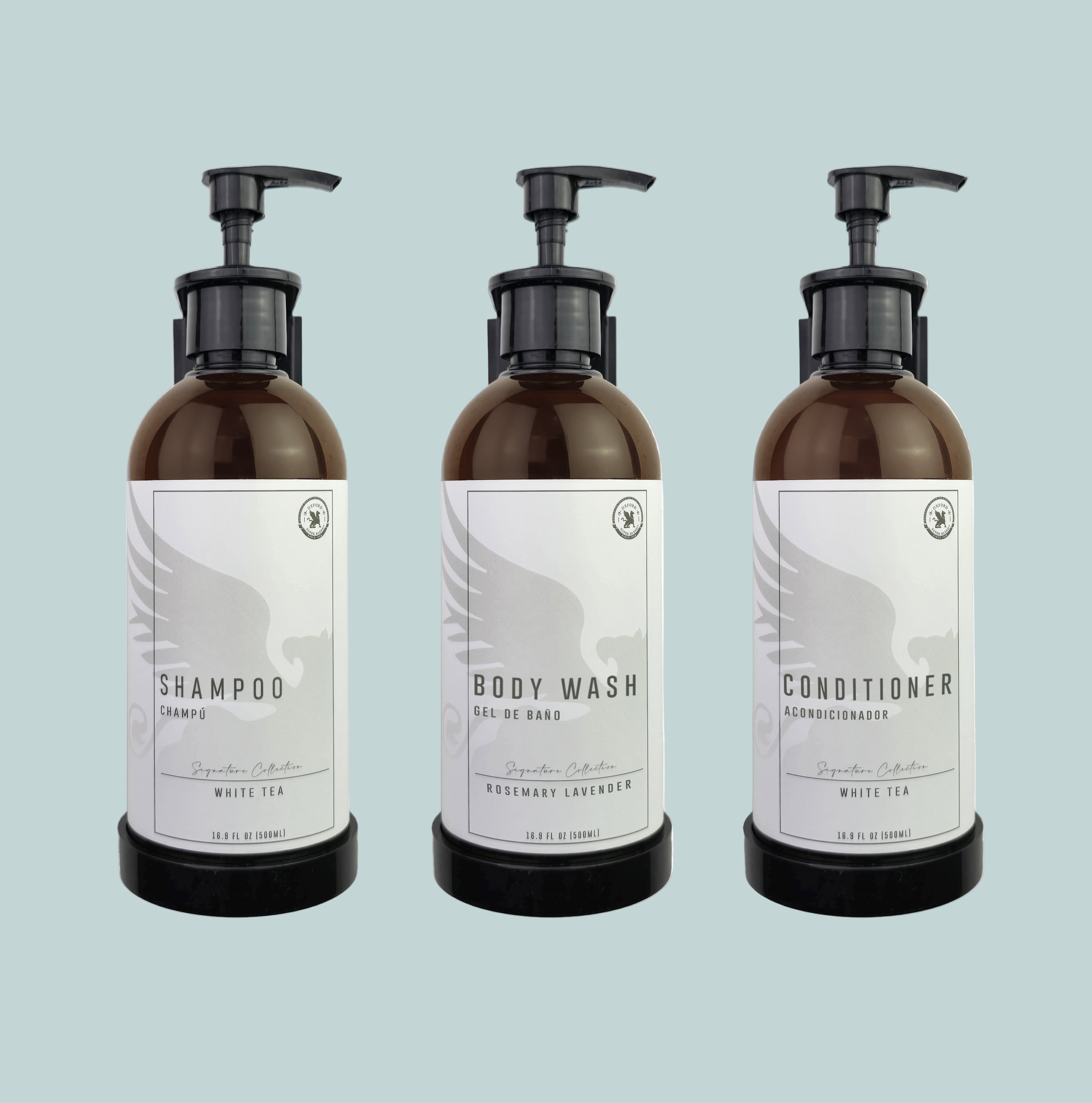 set of three hotel wall mount soap dispenser