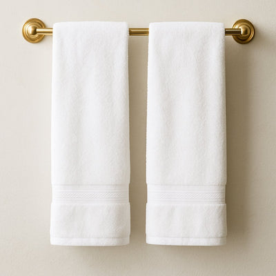 set of two white hand towels for hotels