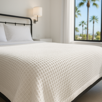 Oxford Jaipur 100% Cotton White Waffle Weave Blanket-Twin 66"x90"-1 / EACH