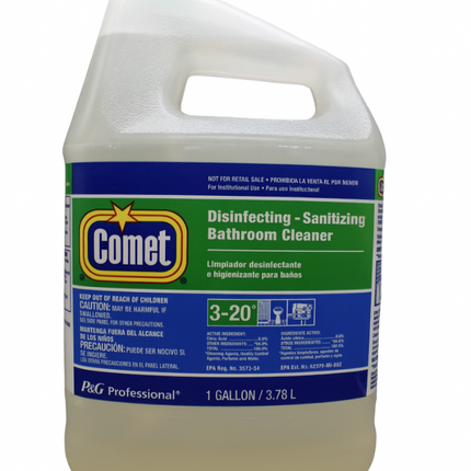 Comet disinfecting bathroom cleaner bottle on a white background