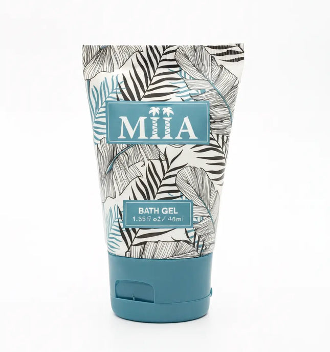 white tube with medium blue cap MIIA written on it
