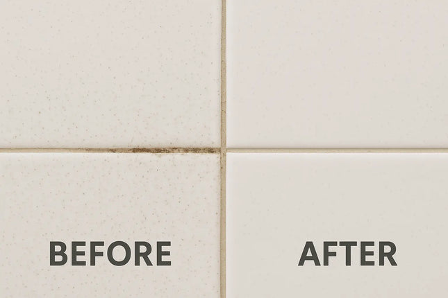 Comparison of dirty and clean tiles with 'Before' and 'After' labels.