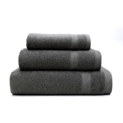 Stack of gray towels on a white background