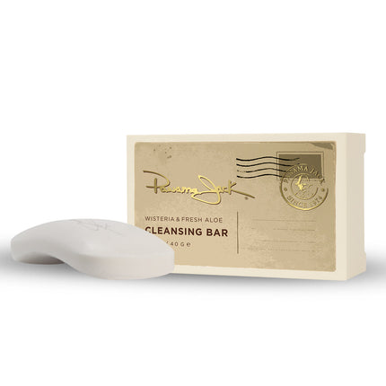 Cleansing bar with packaging on a white background