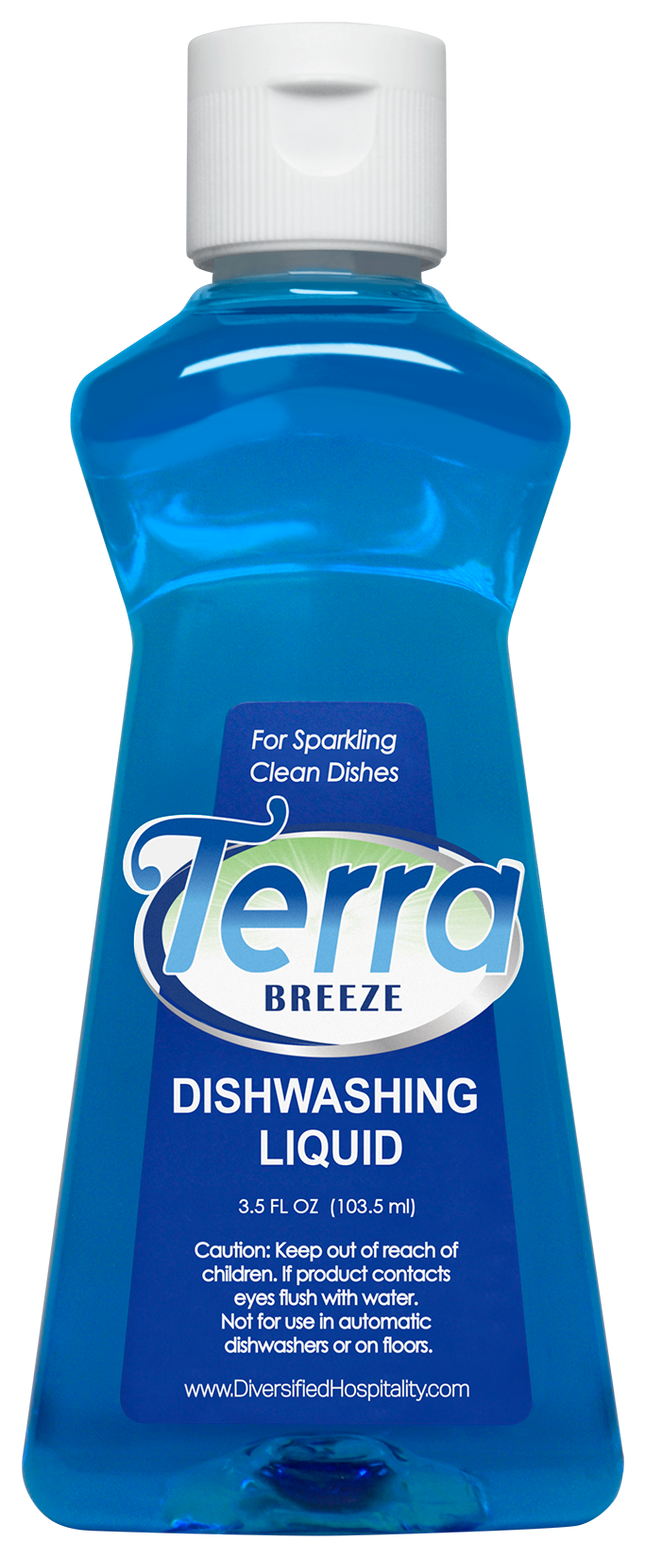 Terra Breeze Blue Dishwashing Liquid 3.5 oz / 105 ml - 72 / CASE