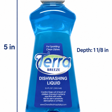 Terra Breeze Blue Dishwashing Liquid 3.5 oz / 105 ml - 72 / CASE