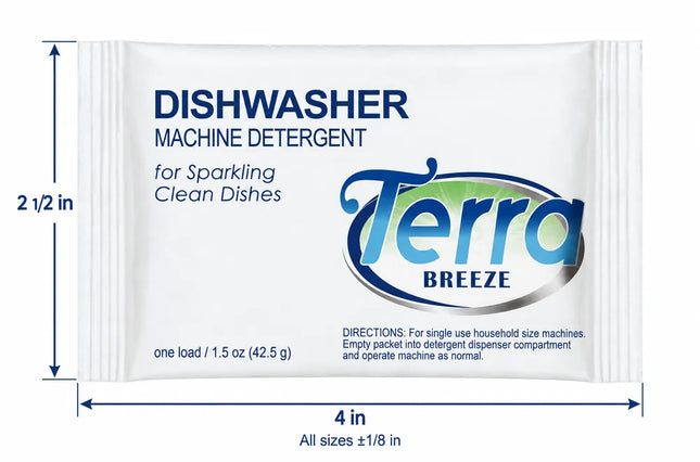 Terra Breeze Powder Dishwasher Detergent Packet 1.5 oz. / 42.5 g-200 / CASE