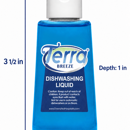 Terra Breeze Blue Dishwashing Liquid Soap 1.6 oz. / 50 ml-144 / CASE