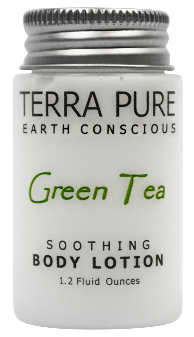 Terra Pure Green Tea Body Wash – 1.2 oz offers a refreshing, nourishing shower experience with green tea fragrance.