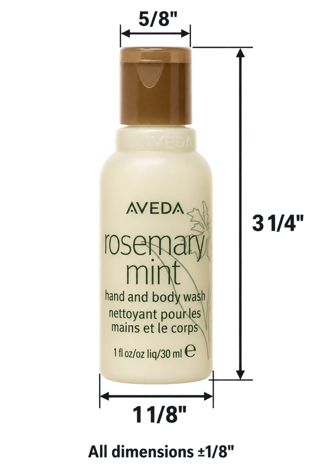 Gel de baño Aveda de romero y menta - 30 ml (1 oz) - 200 unidades por caja