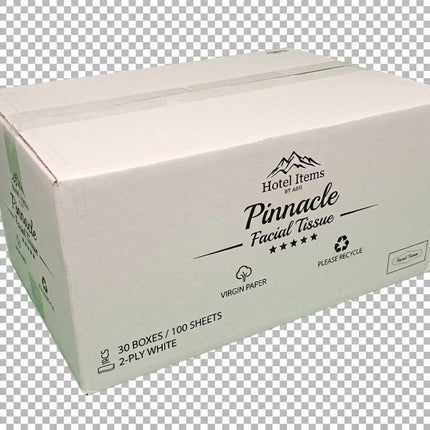 Pañuelos faciales Pinnacle Virgin Flat Box de 2 capas, 100 unidades / 30 cajas