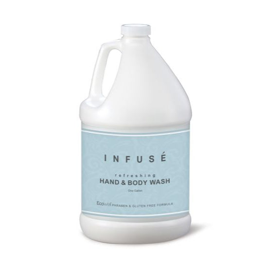Infuse White Tea & Coconut Body Wash Gallon offers a refreshing, sulfate-free cleansing experience for your guests.