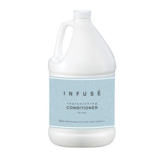 Infusé White Tea & Coconut Conditioner gallon, enriched with aloe vera and olive oil for luxurious hair care.