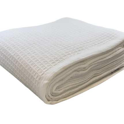 Oxford Jaipur 100% Cotton White Waffle Weave Blanket-King 108"x90"-1 / EACH