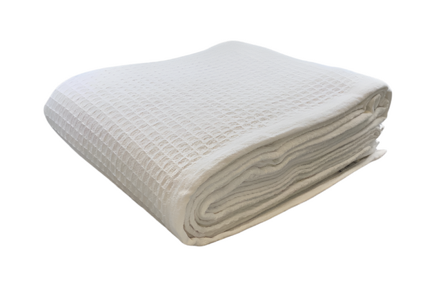 Oxford Jaipur 100% Cotton White Waffle Weave Blanket-King 108"x90"-1 / EACH