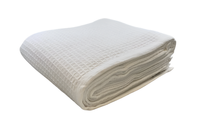 Oxford Jaipur 100% Cotton White Waffle Weave Blanket-Full 80"x90"-1 / EACH