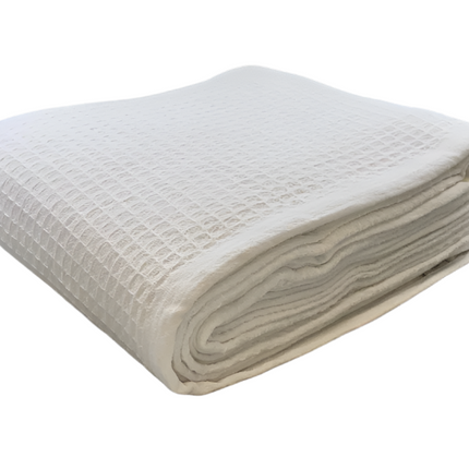 Oxford Jaipur 100% Cotton White Waffle Weave Blanket-Twin 66"x90"-1 / EACH