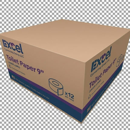 Papel higiénico Junior Jumbo de 2 capas, 9 pulgadas / 12 rollos