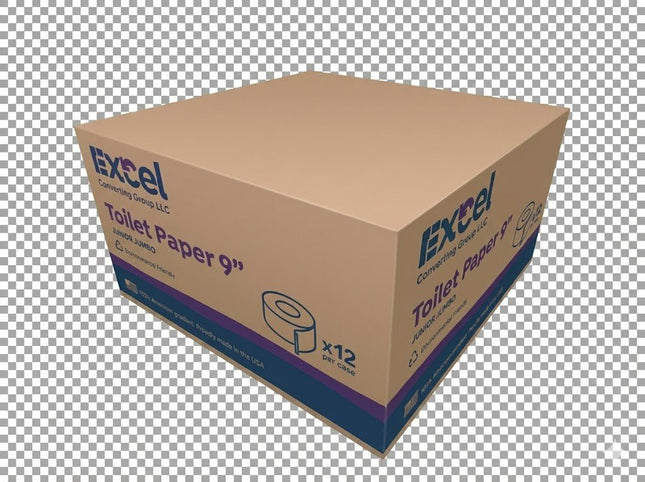 Papel higiénico Junior Jumbo de 2 capas, 9 pulgadas / 12 rollos