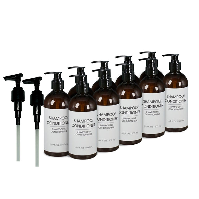 Refillable Shampoo/Conditioner Pump Bottle - 16.9 o / 500 ml - 10 / CASE