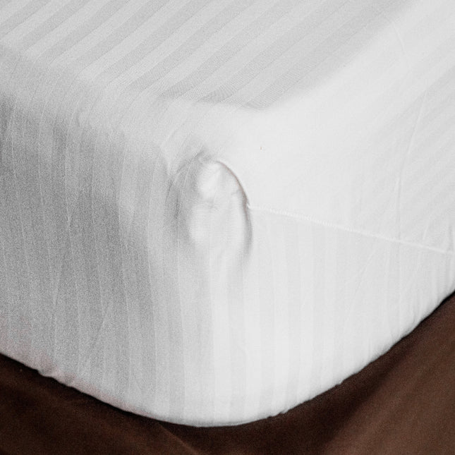 Martex Millennium T-250 (Fresh White Stripe) King Fitted 78"x80"x12"-60/40 Cotton Rich Blend-12/SHEETS