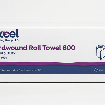 Box of Excel Hardwound Roll Towel 800 on a white background