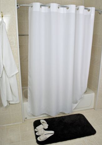 EZY-Hang White Polyester Shower Curtain