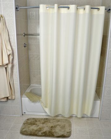 EZY-Hang Beige Polyester Shower Curtain