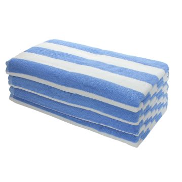 Oxford Premium Cabana Collection Blue Pool 2X2 Stripe Towel  - 30"x70" -1dz
