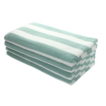 Oxford Premium Cabana Collection Green Pool 2X2 Stripe Towel  - 30"x70" -1dz