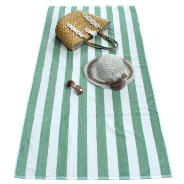 Basic Stripe Green / White Pool Towel - 30"x60" 