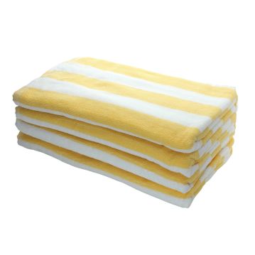 Oxford Premium Cabana Collection Yellow Pool 2X2 Stripe Towel  - 30"x70" -1dz