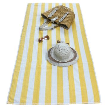 Basic Stripe Yellow / White Pool Towel - 30"x60 "