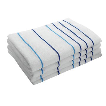 Pinnacle / St. Lucia Collection - PREMIUM White/Blue Thin Stripes Pool Towels -100% RingSpun Cotton - 35" x 70" - 15 lb Dz.