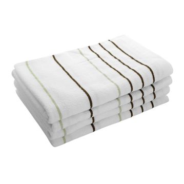 Pinnacle / St. Lucia Collection - PREMIUM White/Beige Thin Stripes Pool Towels -100% RingSpun Cotton - 35" x 70" - 15 lb Dz.