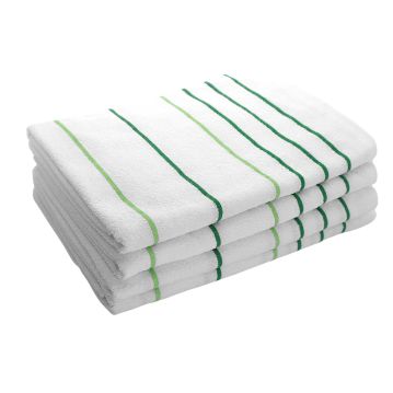 Pinnacle / St. Lucia Collection - PREMIUM White/Green Thin Stripes Pool Towels -100% RingSpun Cotton - 35" x 70" - 15 lb Dz.